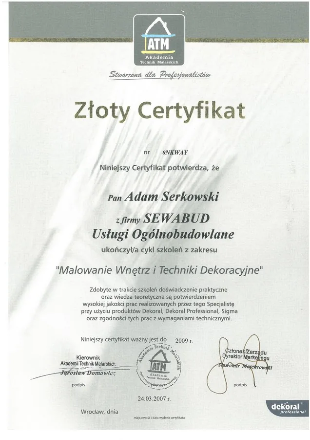 Certyfikat SEWABUD — dokument 4